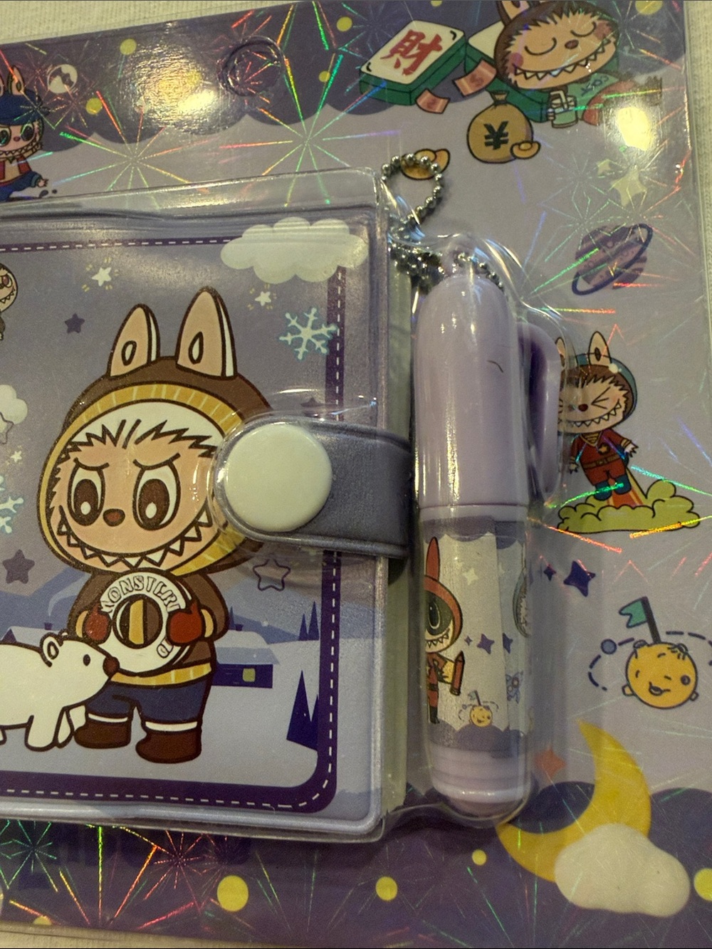 Labubu Purple Mini Paper Notebook Mini Pen Set New - Picture 3 of 4